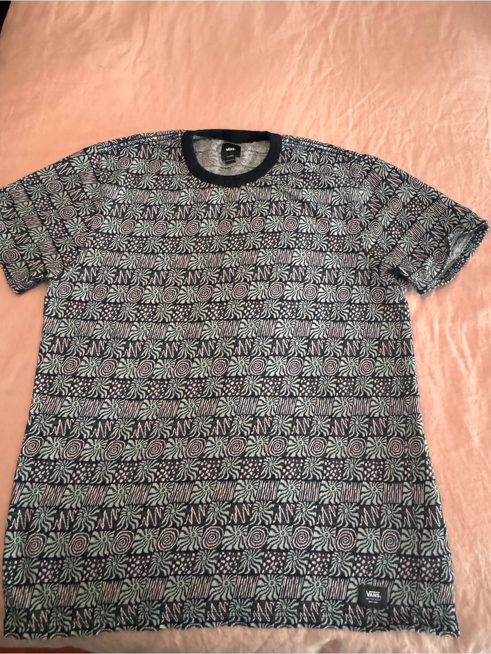 Vans Black & Teal Abstract Pattern Short Sleeve Tee